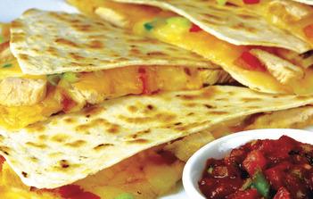8 per half dozen chicken quesadilla grilled chicken and melty cheese in a toasted quesadilla.