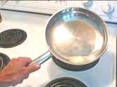 .. (2) Flick the water into the pan (without touching the