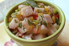 Ceviche use. A properly salt- brined ham can be left to hang at room temperature up to 100 o F (38 o C) for 10 years without going bad.