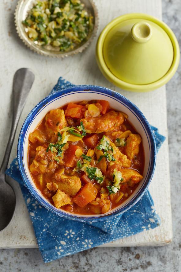 British chicken, chopped veg, apricots & almonds, slow cooked in delicious North African spices Pulled Pork & British Chorizo with Spelt (df) A hearty rustic recipe, with nutty British spelt &