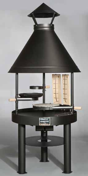Basic fireplaces "HEAVY DUTY" fireplaces have a 50 % thicker surface than the basic versions and a solid stand with three legs and a shelf. Extremely suitable for heavy duty using, e.g. public and community use.
