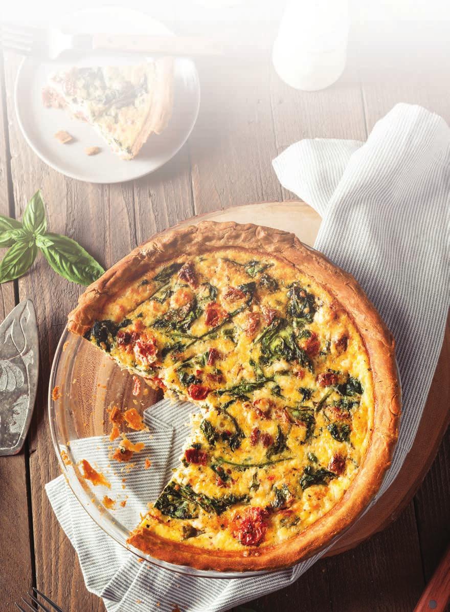 SPINACH, TOMATO & FETA QUICHE SAVOURY (Serves 4) (CONT) PASTRY n 200g plain flour n 100g cold butter, cubed n 2-4 tbsp cold water PASTRY 1. Place the flour and salt into the Cuisinart mixing bowl.