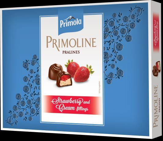 Pralines For unforgettable moments with friends, the Primoline range combines creamy chocolate with a double cream layer in a delicious variety. Primoline Assorted Pralines 105.