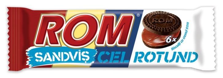 Cocoa, Rum & Whipped Cream Filling 36g Rom Sandwich Cocoa & Rum Filling Round Biscuits 61g Rom Sandwich Vanilla &