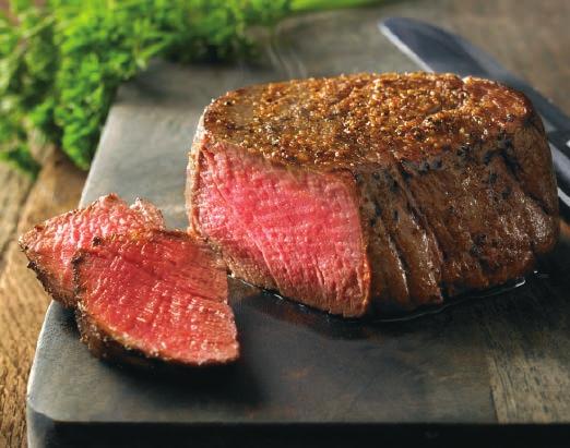 50 NEW YORK STRIP A thick cut New York Strip steak seared with our secret seasoning blend. The most flavourful steak available. 10 oz 28.