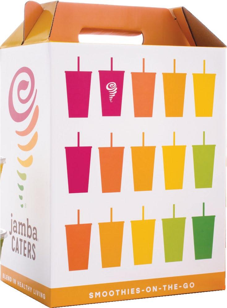 Jamba Catering Menu Delicious smoothies. Fresh baked goods. Scrumptious snacks. All with 0g trans-fats and no artificial flavors or preservatives.