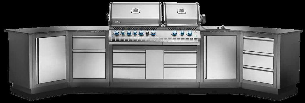 OASIS MODULAR ISLANDS Endless configuration possibilities BIPRO825RBI Convenient pre-built cash and carry design Drop-in Side Burner Natural Gas and Propane Available Three Drawer Cabinet IM-3DC