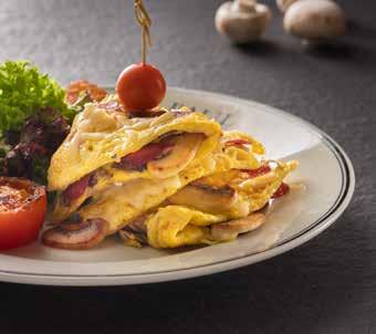 All items are priced in BD Omelettes Plain omelette served with side salad and hash brown potato 2.500 Add on Emmental cheese 1.100 - Vegetables 0.900 - Beef bacon 1.200 - Tomatoes 0.