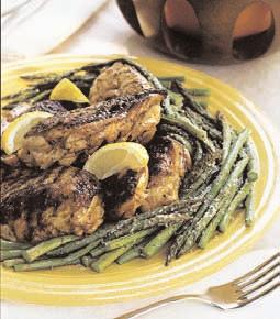 HOME COOKING IN GOOD COMPANY Grilled Balsamic Chicken, Parmesan Roasted Asparagus ENTERTAIN WITH EASE GRILLED BALSAMIC CHICKEN Meet Darren Higman and see his Los Angeles cottage on page 96.