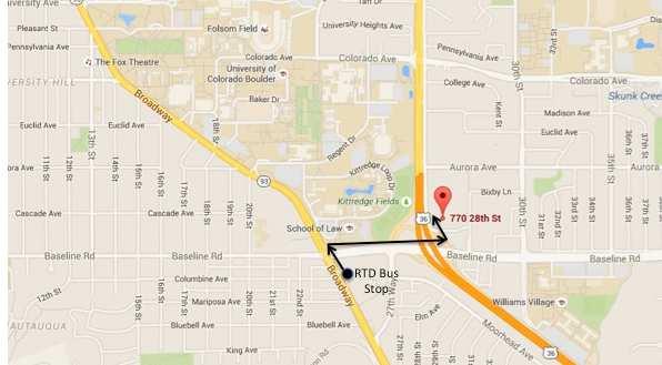 Walking route: RTD bus stop