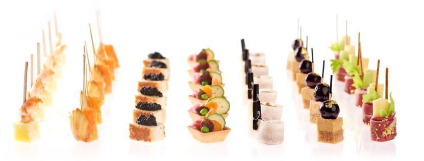 S AVOURY CANAPÉS Collection L Epicurien 65,10* Platter of 42 savoury canapés, 7 varieties Suggestion of pieces : Half cooked, half smoked salmon with coconut & lime / Hibiscus