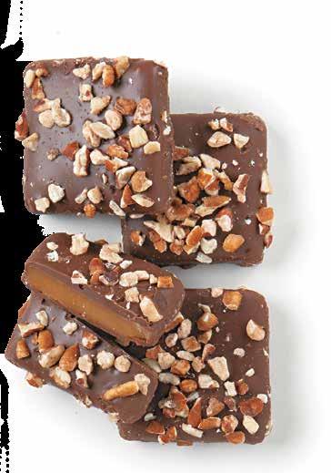 dusted with roasted and salted almonds. 6 oz. box. $14.00 E8667 Sea Salt Buttery Caramels Caramelos de sal marina Delicious old-fashioned caramels.