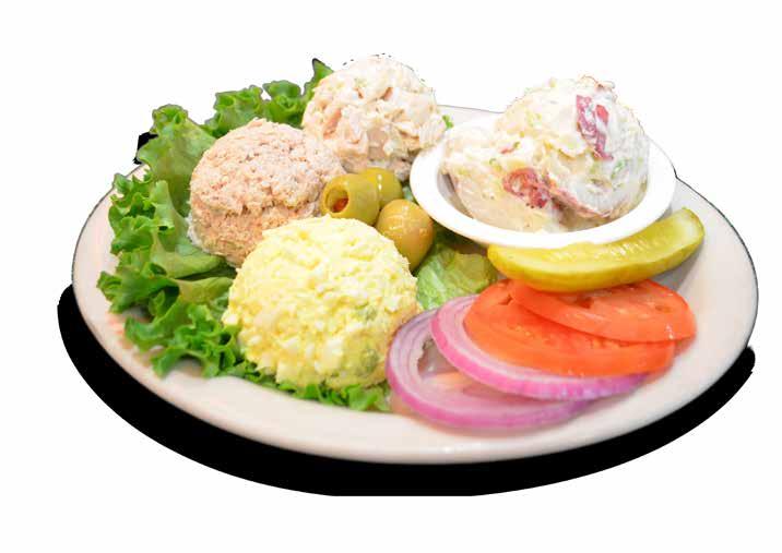 APPETIZERS SALAD PLATTERS SERVED WITH A DILL PICKLE & YOUR CHOICE OF COLESLAW, POTATO SALAD, FRUIT
