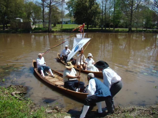 reenactment of the arrival of Acadians