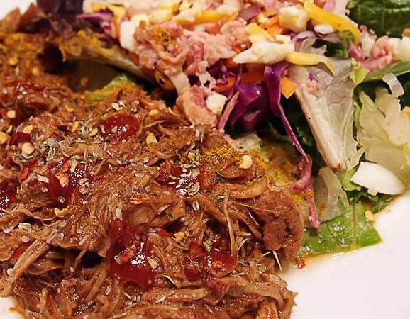 BBQ Pulled Chicken INGREDIENTS 6 Boneless, Skinless Chicken Thighs 1/3 Cup Salted Butter 1/4 Cup Erythritol 1/4 Cup Red Wine Vinegar 1/4 Cup Chicken Stock 1/4 Cup Organic Tomato Paste 2 Tbsp.
