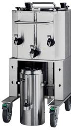 Double faucet configuration helps prevent tea service downtime by allowing multiple dispensers be refilled at the same time. Use with High Volume Tea Brewer TBS-71AC (custom item).