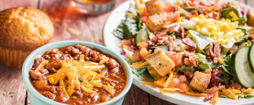 SOUP, SALAD & POTATO SPECIAL MENU Lunch Add a cup of Soup, Chili, Side Salad or Loaded Baked Potato for $3.49 Add an extra meat (330-680 Cal.) for $3.