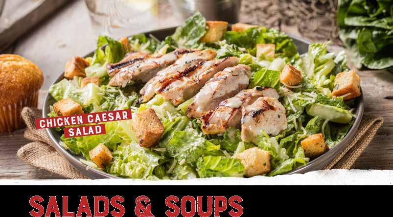 Calorie counts do not include Corn Bread Muffin (260 Cal.) Chicken Chopped Salad (340/810 Cal.) $11.99 Choice of grilled chicken breast or BBQ pulled chicken.