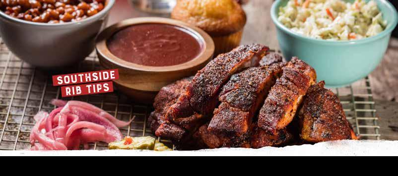 Pitmaster FAVORITES Served with choice of 2 sides and a Corn Bread Muffin (260 Cal.). See Sides for nutritional information. Add a cup of Soup, Chili, Side Salad or Loaded Baked Potato for $3.