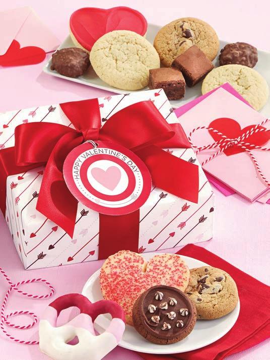 You and your loved ones will enjoy buttercream frosted heart shaped cut-out cookies, snack size cookies and brownies, a deluxe candy dipped pretzel, and sweet and salty chocolate pretzel clusters.