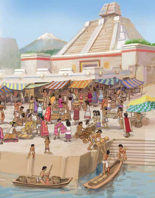 Tenochtitlán had a thriving market where people traded goods from around the empire.