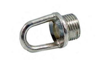 3/8 G suspension hook with internal blind hole Die cast nickel plated brass body with 3/8 G male thread Weight: 26 gr.
