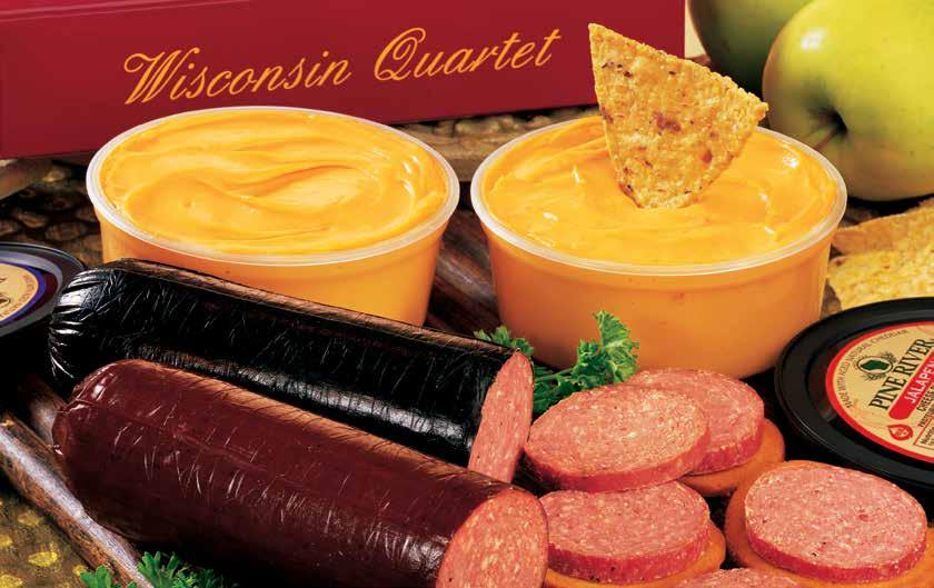 00 6904 6811 - Wisconsin Quartet Gift Box Two of our most popular Wisconsin cheese snack spreads are packaged with two varieties of
