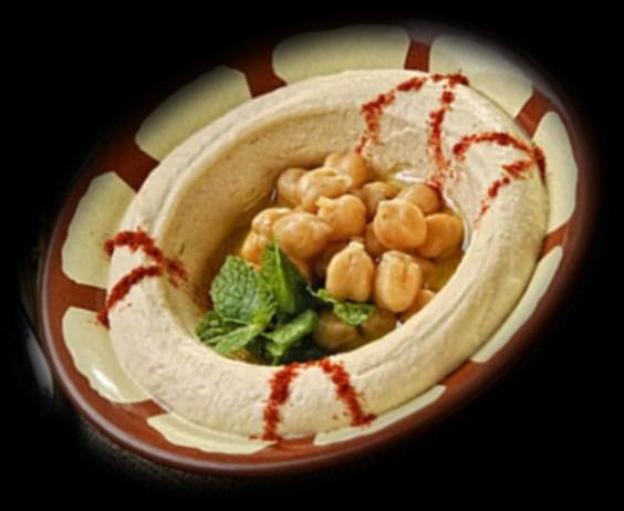 99 HUMMUS Bel Foul Pureed chickpeas, tahini sauce and lemon juice drizzled with olive oil, topped with Fava beans, served with pita 6.