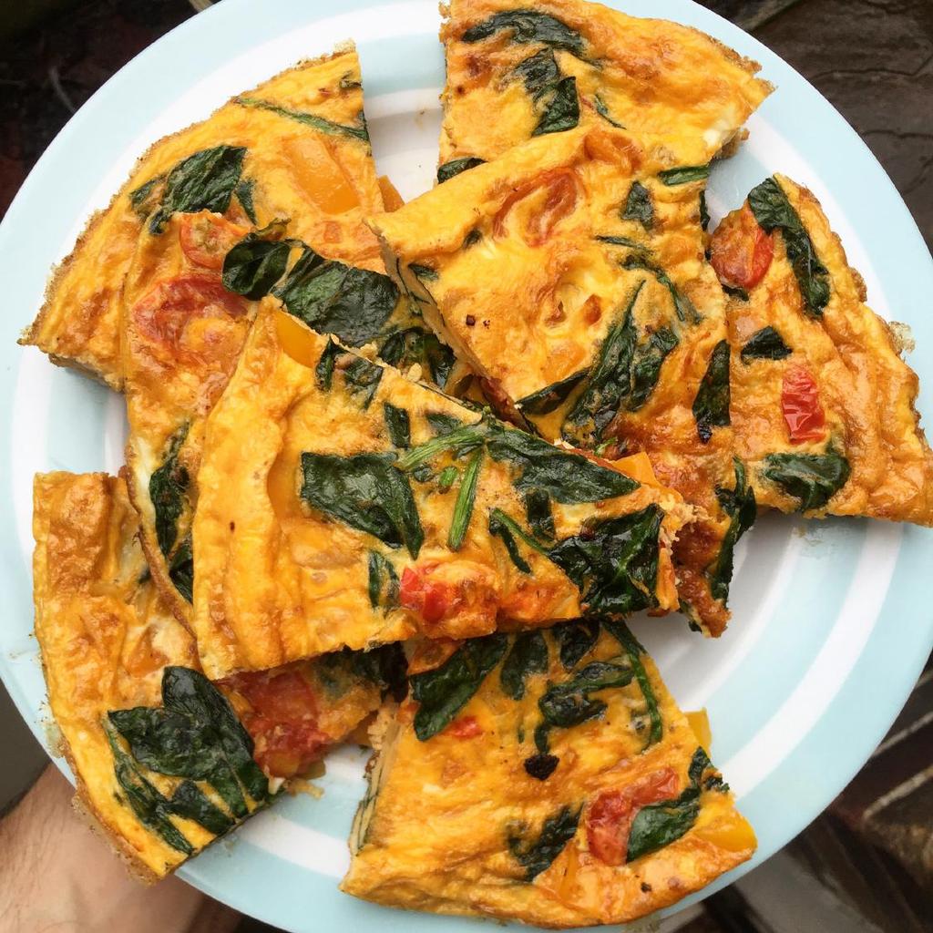 Five A Day Frittata PREPARATION TIME: 10 minutes COOKINGTIME: 15-20 minutes SERVES: 3-4 1 red pepper, deseeded and chopped 1 carrot, grated 2 spring onions, sliced Handful cherry tomatoes, halved 1