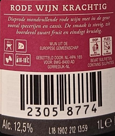 5 abv 3,49 per bottle - EU blend of grapes - subdued, ripe