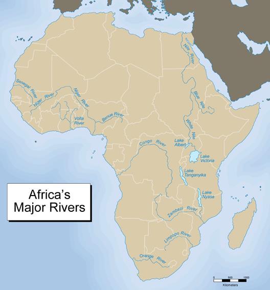 Bodies of water which supported trading cities and smaller communities The flows from central Africa to the north The in the