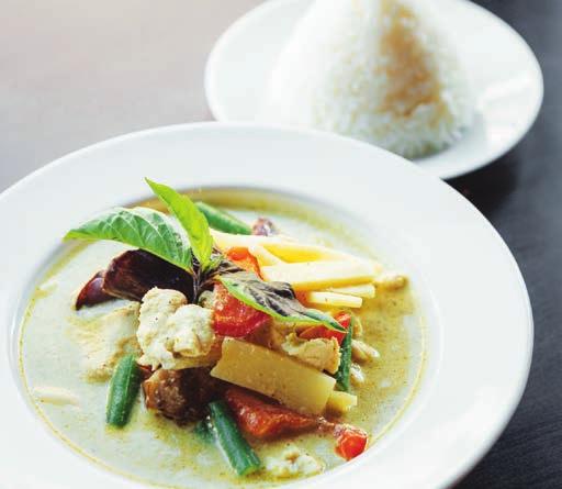 beans, bell peppers, bamboo shoots and basil leaves PANANG CURRY coconut curry, bell peppers, lime leaves and string beans F6 F7 RAMA sautéed fried meat, steamed