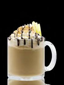 Monin Brown Butter Syrup 2 shot(s) Espresso 4 oz. Milk Fill serving glass full of ice.
