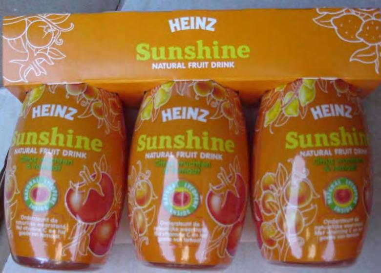 Tomato & Health Labeling survey Netherlands Heinz Sunshine Natural Fruit Drink: 2 versions: forest fruits & tomato and citrus fruits & tomato.