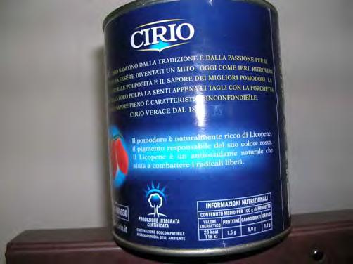 Italy CIRIO (Conserve Italia) Peeled and crushed tomatoes COOP markets Tomato is naturally rich in Lycopene, the pigment