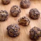 Chocolate Chip Peanut Butter Protein Balls 5 tablespoons dairy-free semisweet chocolate chips (I used Ghirardelli) 1 cup salted roasted peanuts 1 cup Medjool