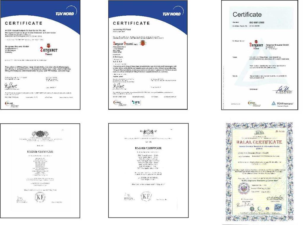 Certificate HACCP Certificate IFS Certificate ISO