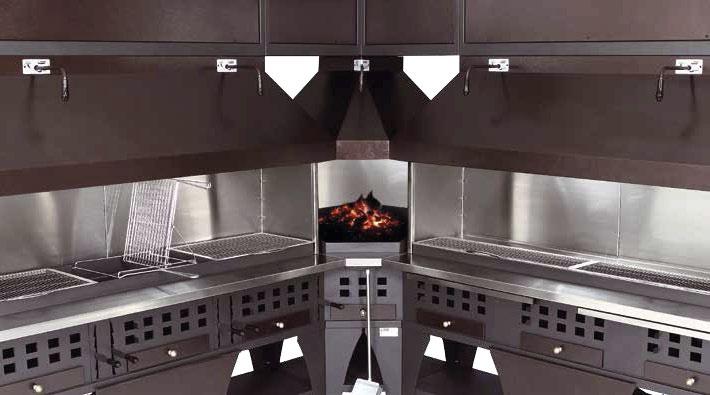 CHARCOAL GRILLS - PROFESSIONAL LINE Corner Unit one (1) corner charcoal brazier 20 stainless steel worktop with hood and plenum extractor fan and flue not included 80 80 Notes All models: 1.