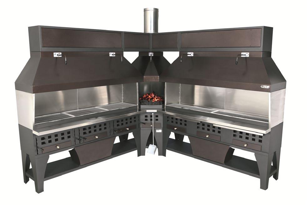 CHARCOAL GRILLS - PROFESSIONAL LINE CHARCOAL GRILLS BL 200 Composition BL 200/Corner/GS 200 BL 200 - grill with three (3) adjustable charcoal trays (63x42 ) - 20 stainless steel front worktop - with