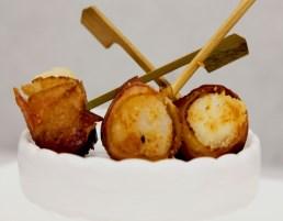 Bacon Skewer (gluten free) Braised short rib, cooked bacon &