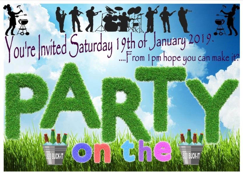 NOTICES PARTY ON THE GRASS & YOU ARE INVITED Live Music - BBQ - plus a $20 Buck-It (4 Drinks in a bucket stubby beers, RTD s, Lindauer Piccolo & Lilli Lindauer wines and the Bundaberg range of