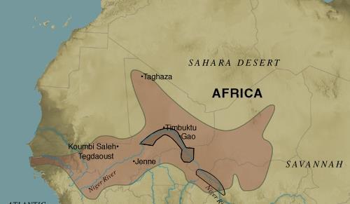 The Empire of Songhai (Songhay) (3) The capital of the Songhai empire was the city of Gao. The city is still located on the Niger River at the southern edge of the Sahara Desert.