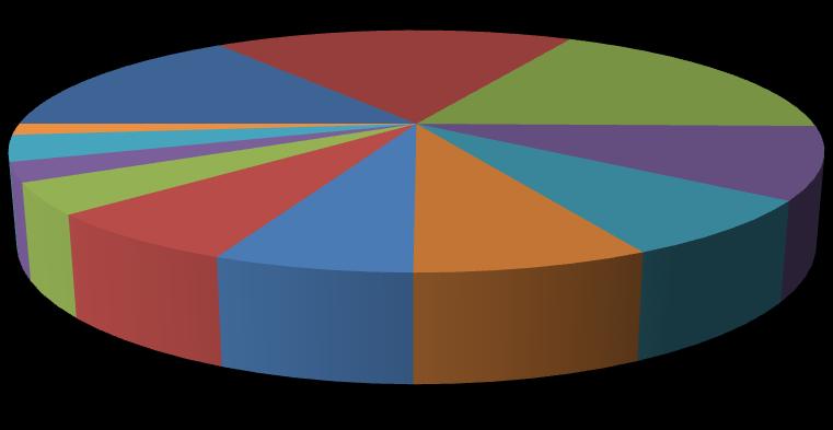 Chart 5: Spending by Merchant Category for the Mexican Market in North Carolina LODGING, 15.0% OTHER, 17.7% JEWELRY STORES, 17.6% OIL, 1.5% 9.6% DISCOUNT STORES, 3.5% BUSINESS TO BUSINESS, 2.6% MISC.