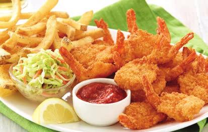 serving Double Crunch Shrimp FISH & CHIPS Crispy on the outside, tender and delicious on the inside.