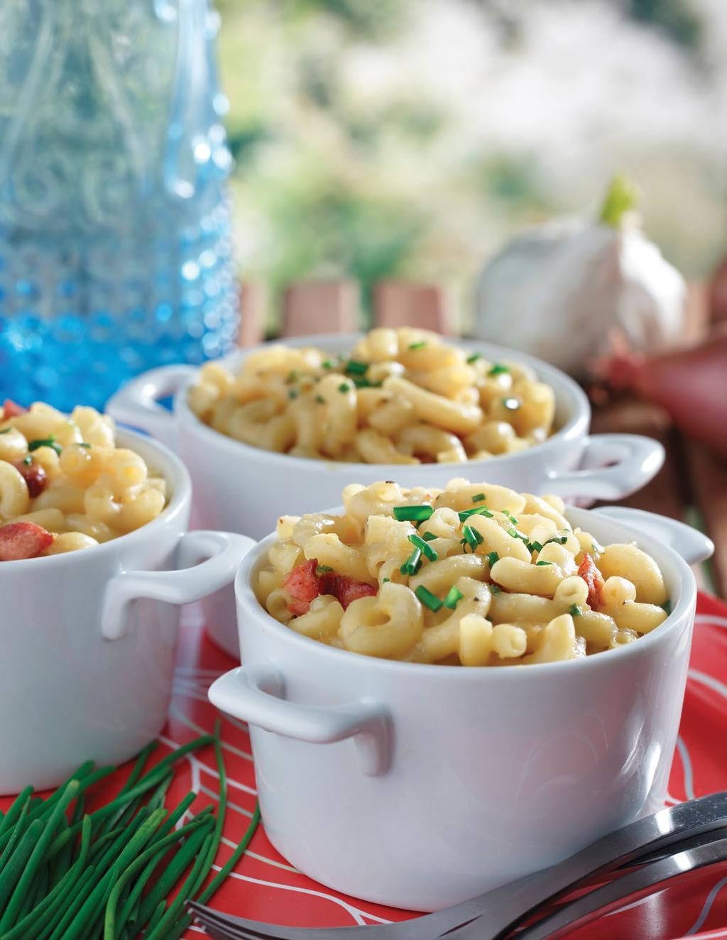 Main Course Macaroni & Cheese SERVINGS 8 PREP TIME 10 minutes TOTAL TIME 25 minutes 3 cups (750 ml) elbow macaroni 2 Tbsp (30 ml) unsalted butter 1½ cups (375 ml) evaporated milk 1 cup (250 ml)