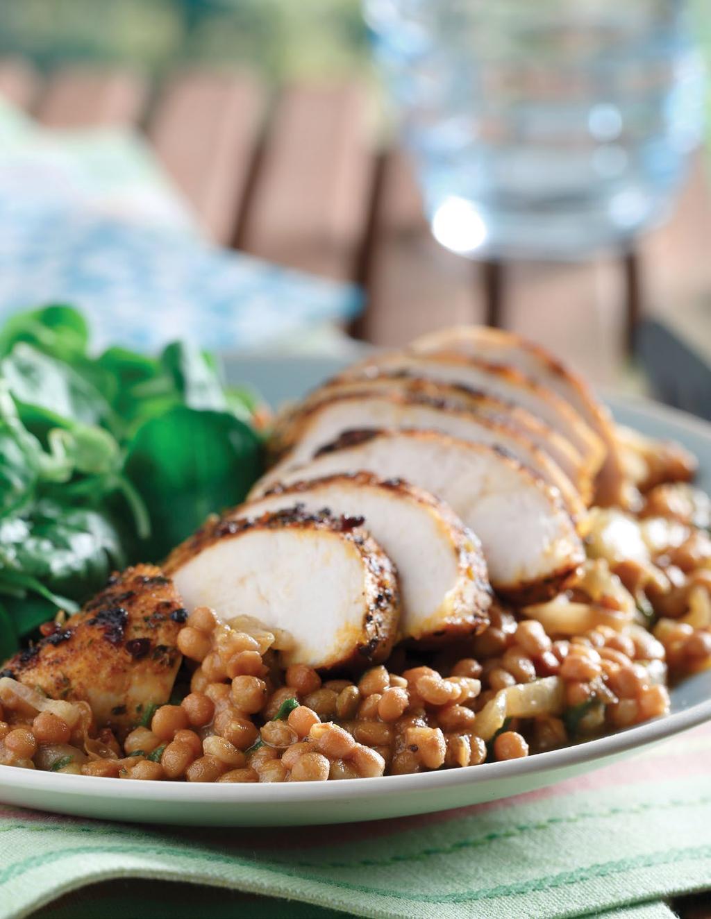 Main Course Blackened Chicken & Creole Lentils SERVINGS 8 PREP TIME 10 minutes TOTAL TIME 35 minutes 8 skinless chicken breasts or thighs ¼ cup (60 ml) Cajun spice blend (or use recipe below) 2 Tbsp