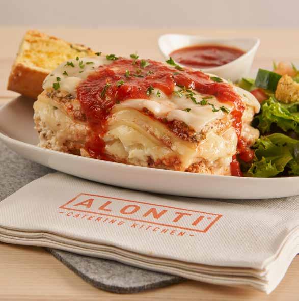 SCRATCH-MADE HOT PLATES Mrs. P s Beef Lasagna ITALIAN FLAVORS Mrs. P s Beef Lasagna Our founder s secret recipe. Served with your choice of salad and garlic bread. Serves 10 127.