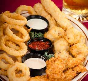 Appetizers COMBO PLATTER Hand breaded chicken tenders, mozzarella stix, mushrooms and onion rings. Served with marinara, ranch and house-made honey mustard dressing. 14.