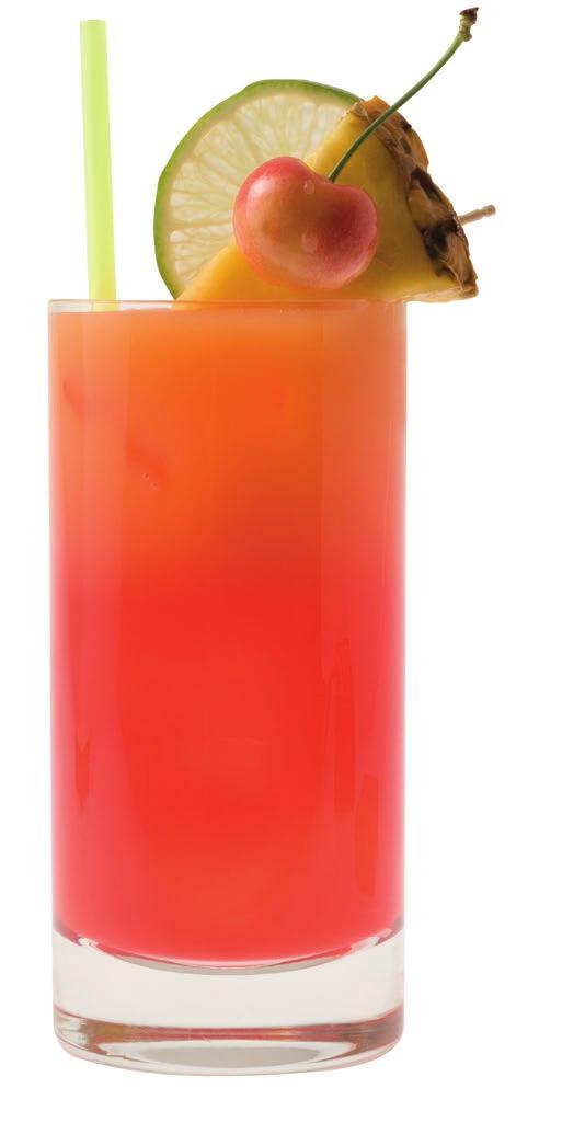 Top 10 Cocktails SEX ON THE BEACH Measure 20ml Peach schnapps 30ml Orange juice 30ml Pineapple juice 45ml Vodka 30ml Cranberry juice 15ml Chambord raspberry liqueur Method Shake the