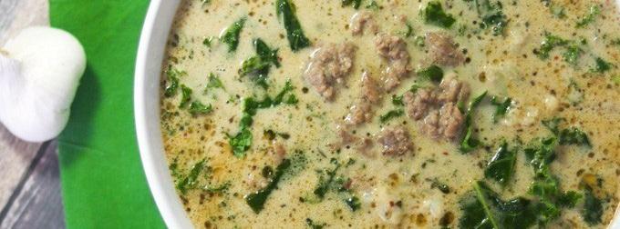 Zuppa Toscana 10 ingredients 40 minutes 6 servings 1. In a large stockpot or Dutch oven, melt the ghee over medium-high heat 2. Add the Italian sausage and cook for 5-7 minutes until browned.